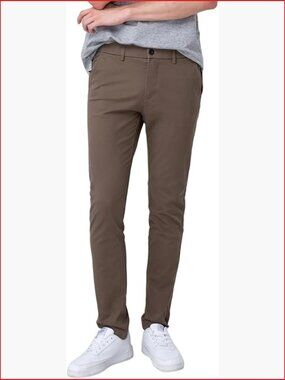 Skinny Stretchy Khaki Pants Slim Fit Slacks Tapered Trousers